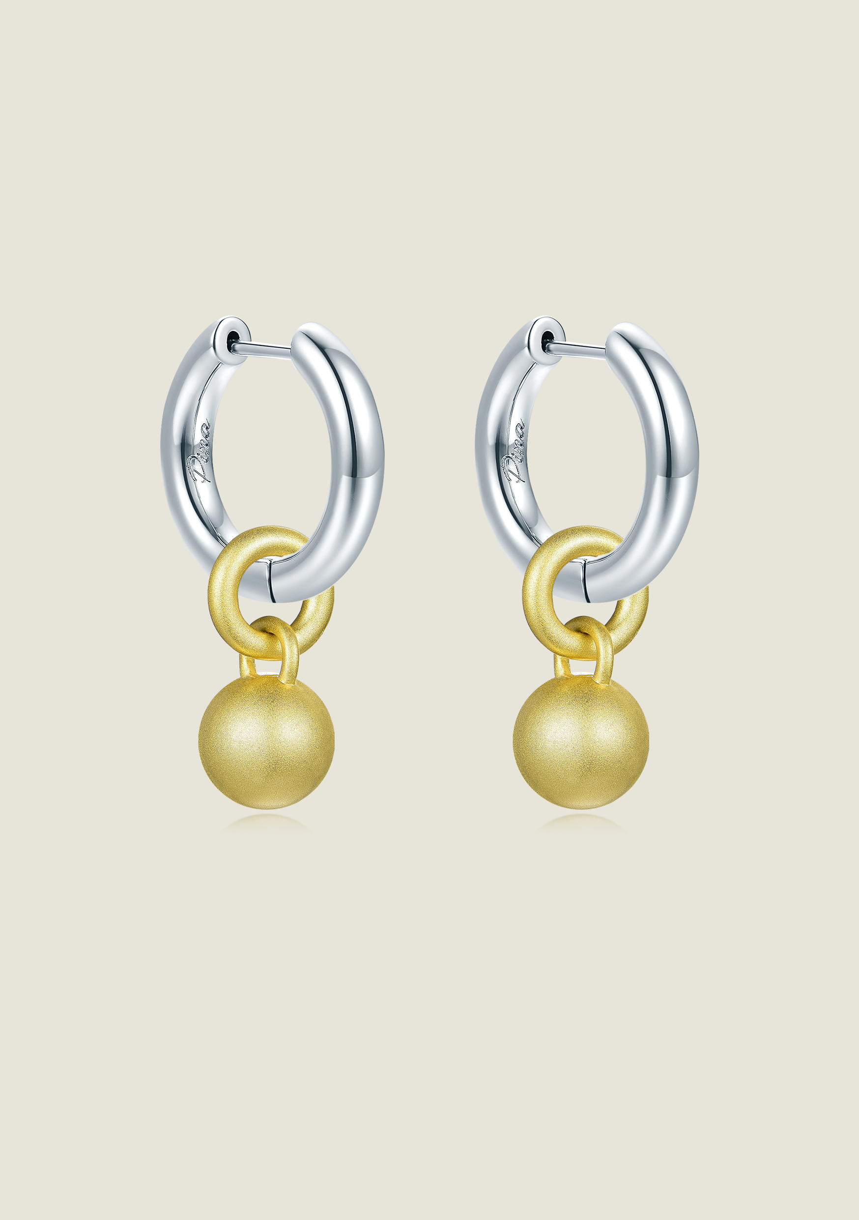 Large Hoop & Ball Charm - Silver / Gold