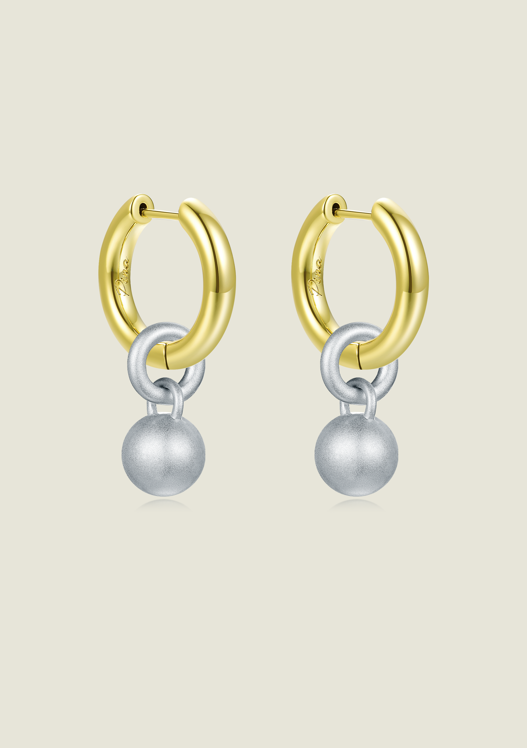 Large Hoop with Ball Charm  - Gold / Silver