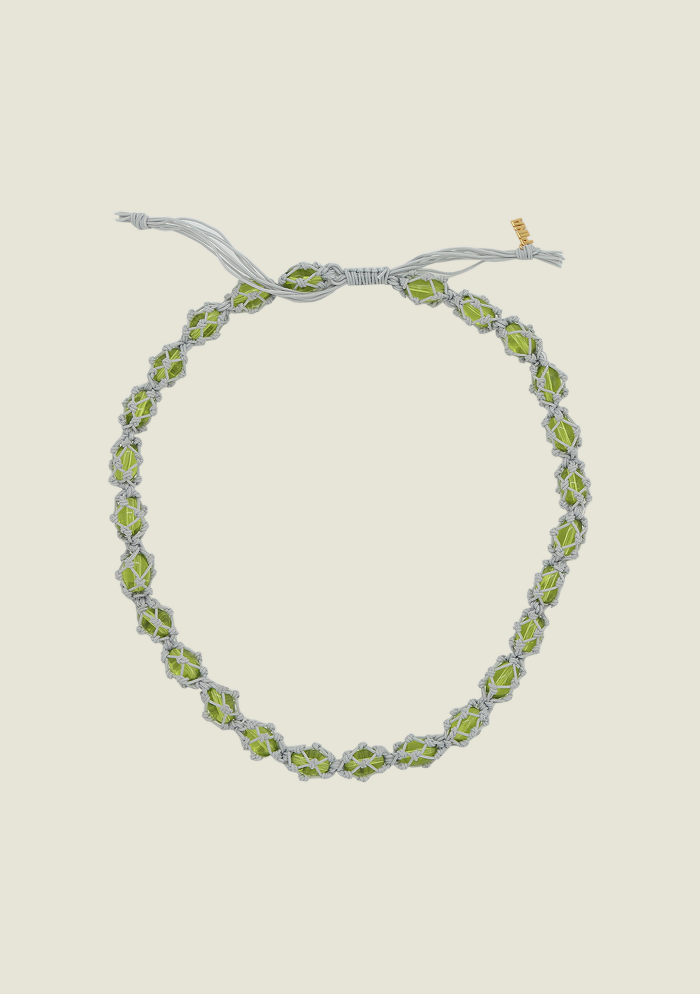 Melon Necklace / Grey & Green Bead