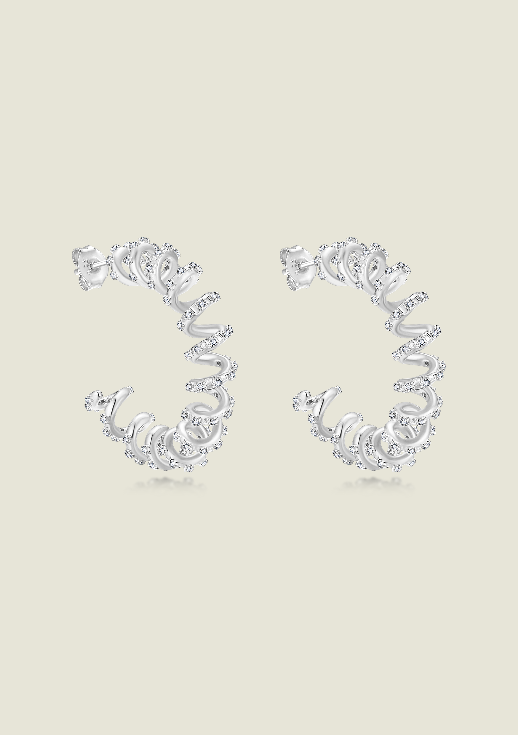 Silver Spiral Hoops