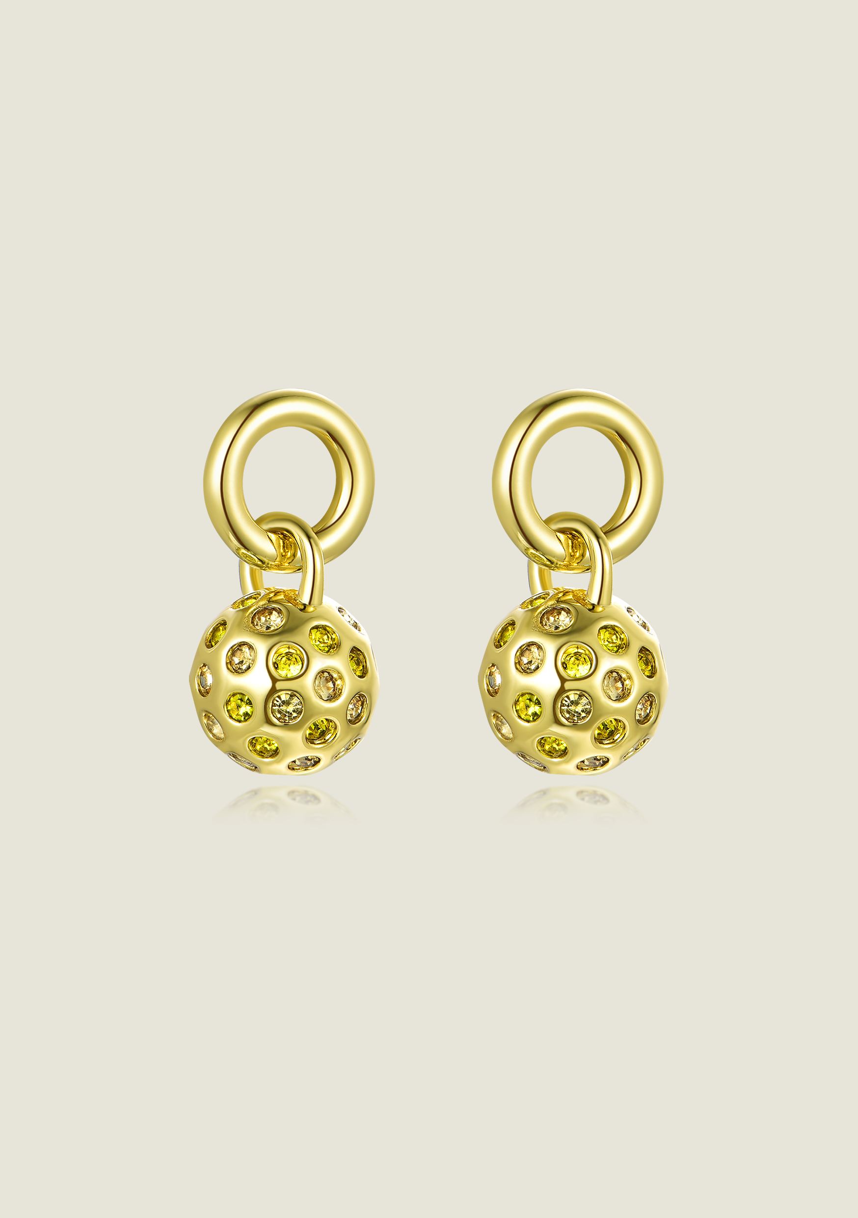 Ball Charm - Gold / Yellow Stones