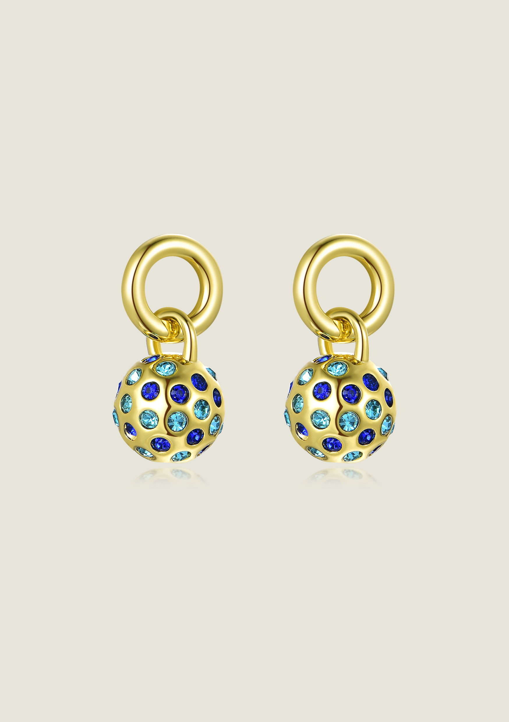 Ball Charm - Gold / Light & Dark Blue Stones