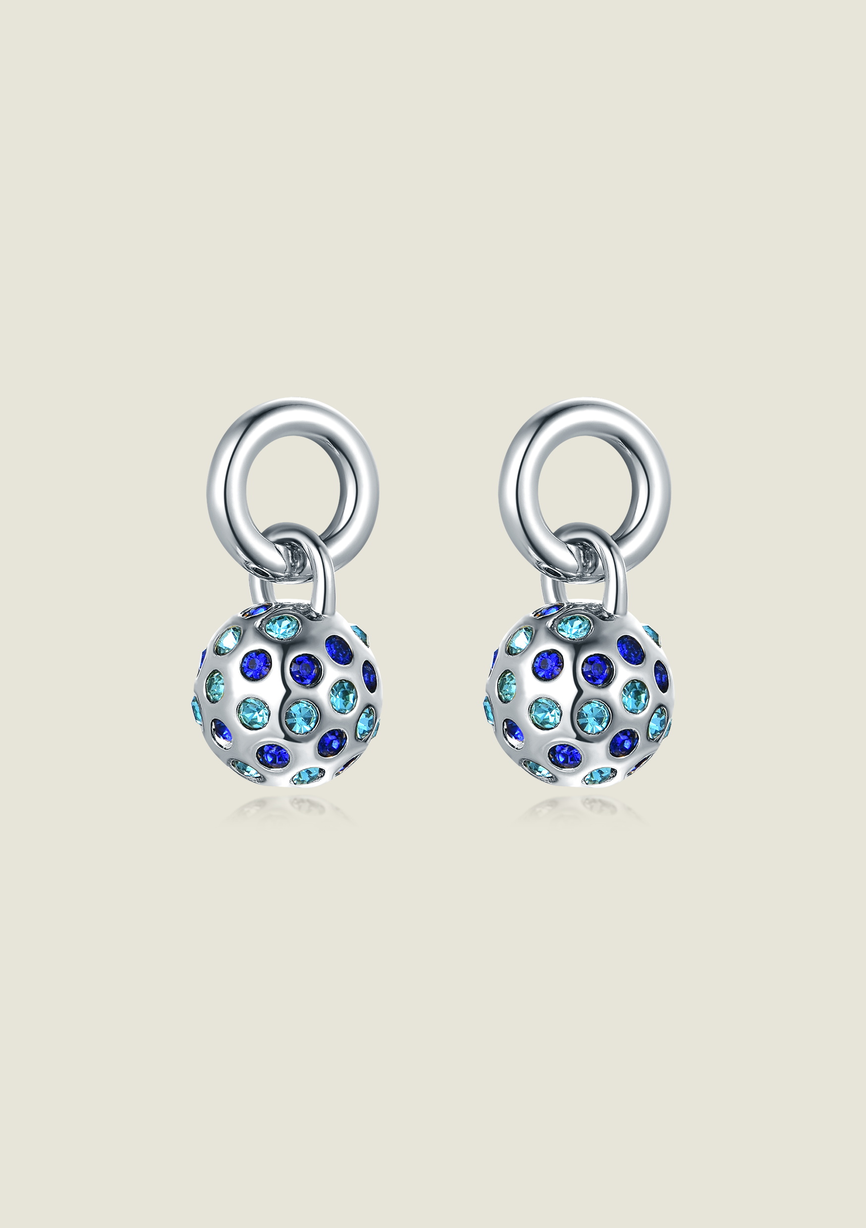 Ball Charm – Silver / Light Blue & Dark Blue Stones