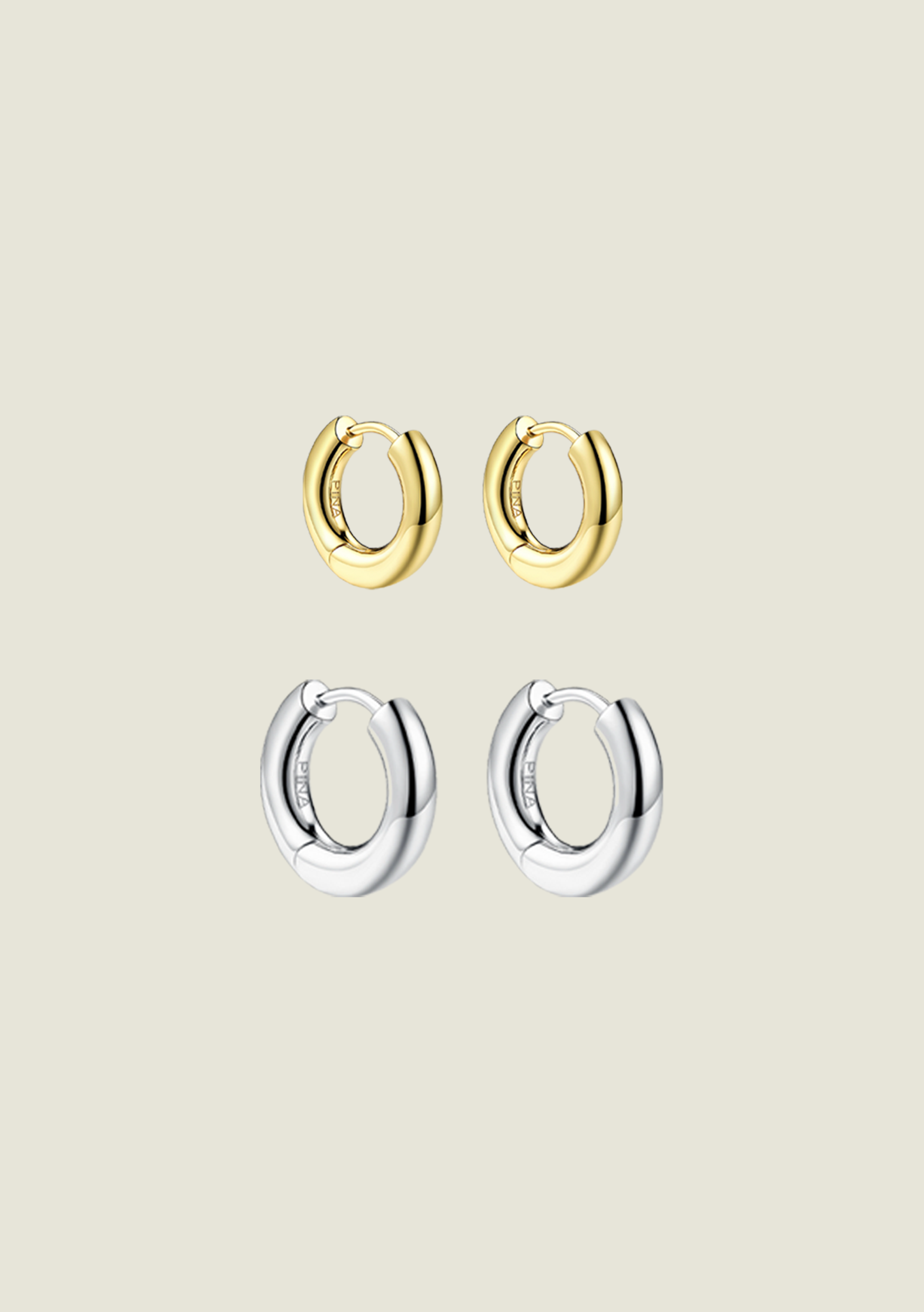 Mini Gold & Medium Silver Hoops