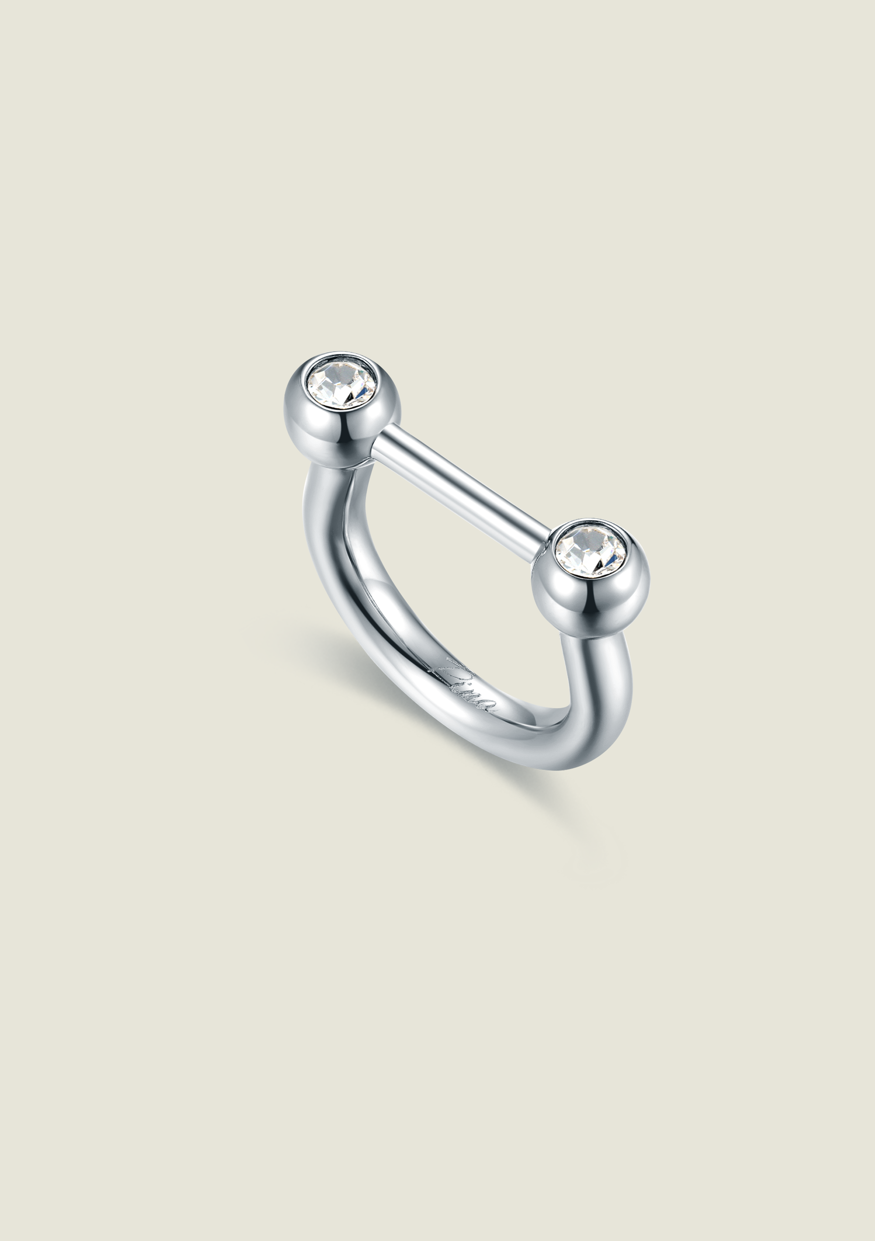 Bar Ring - Silver / Clear Stone