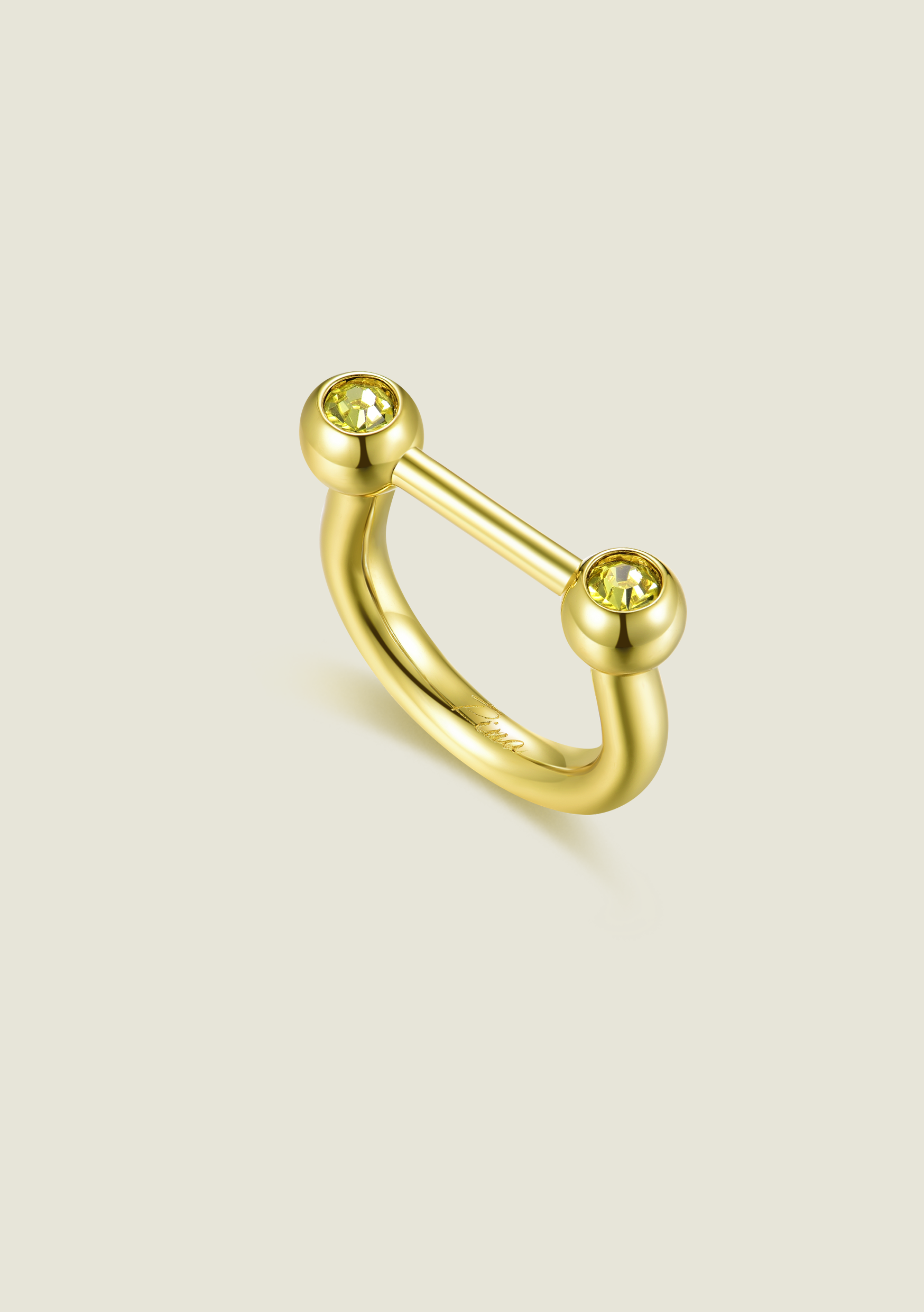 Bar Ring - Gold / Yellow Stone