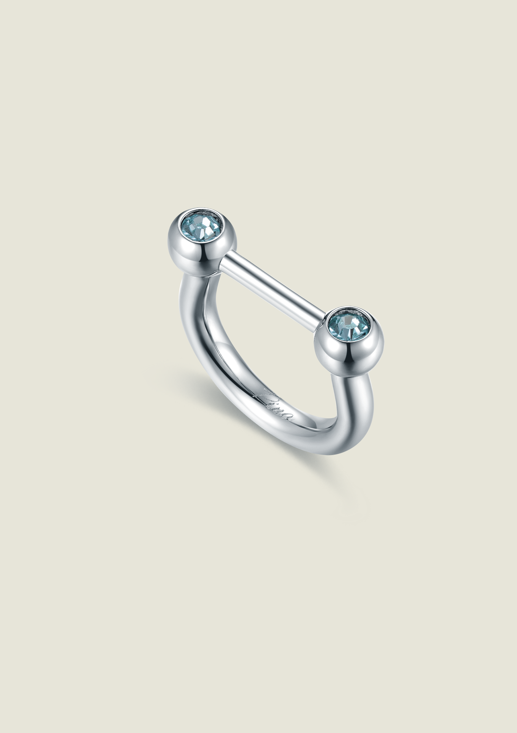 Bar Ring - Silver / Blue Stone