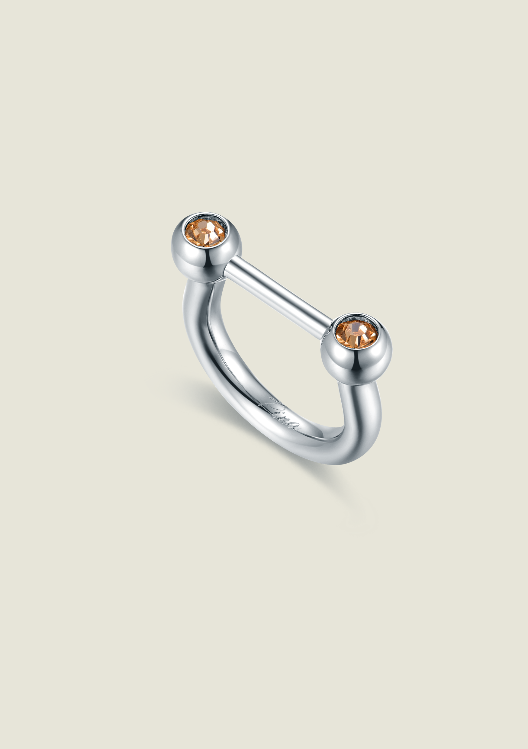 Bar Ring - Silver / Brown Stone