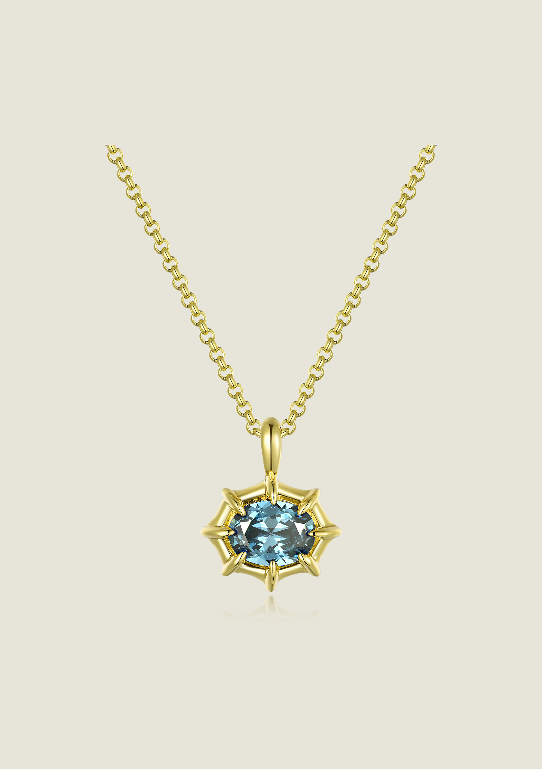 Claw Pendant - Gold / Blue Stone