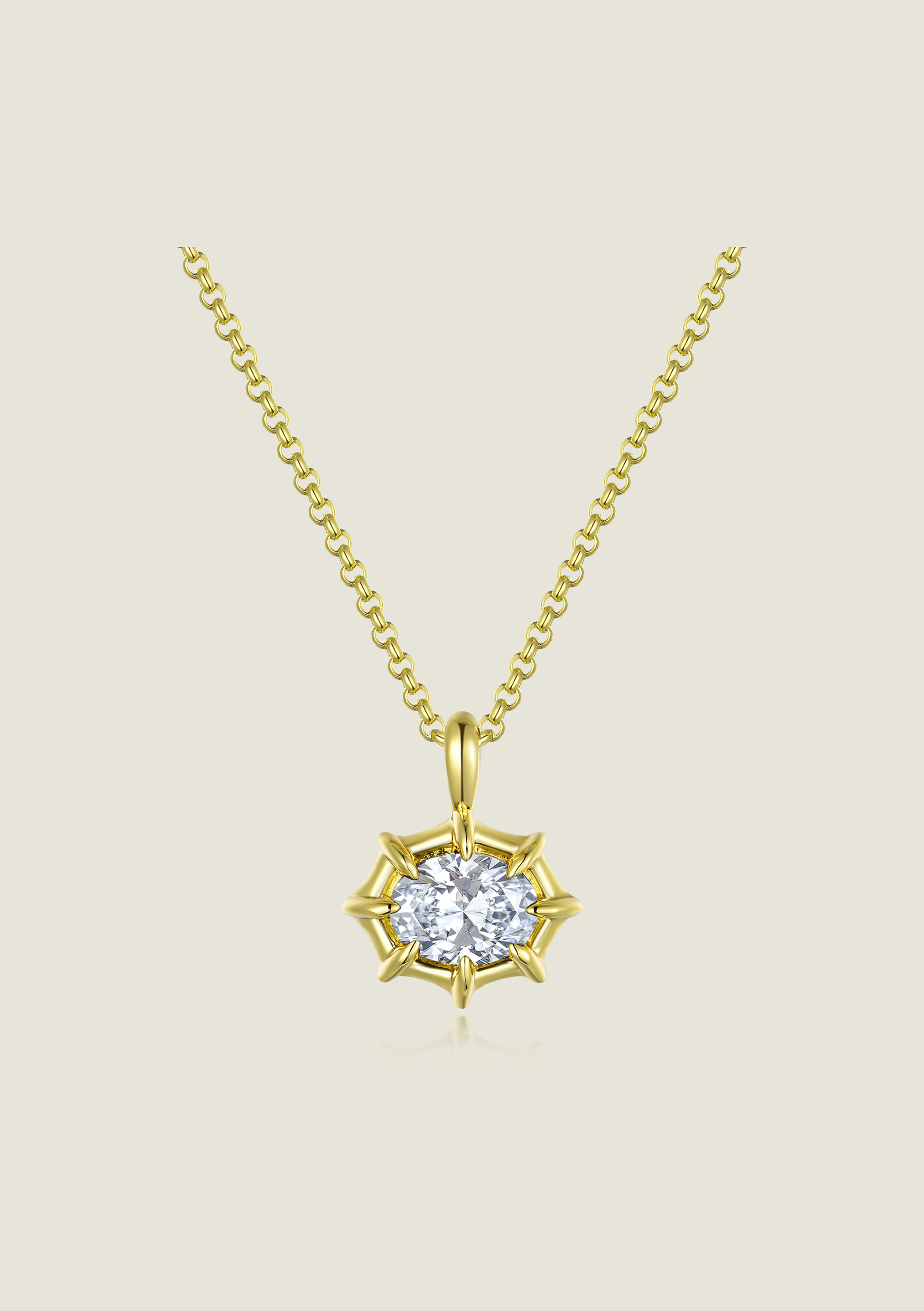 Claw Pendent - Gold / Clear Stone