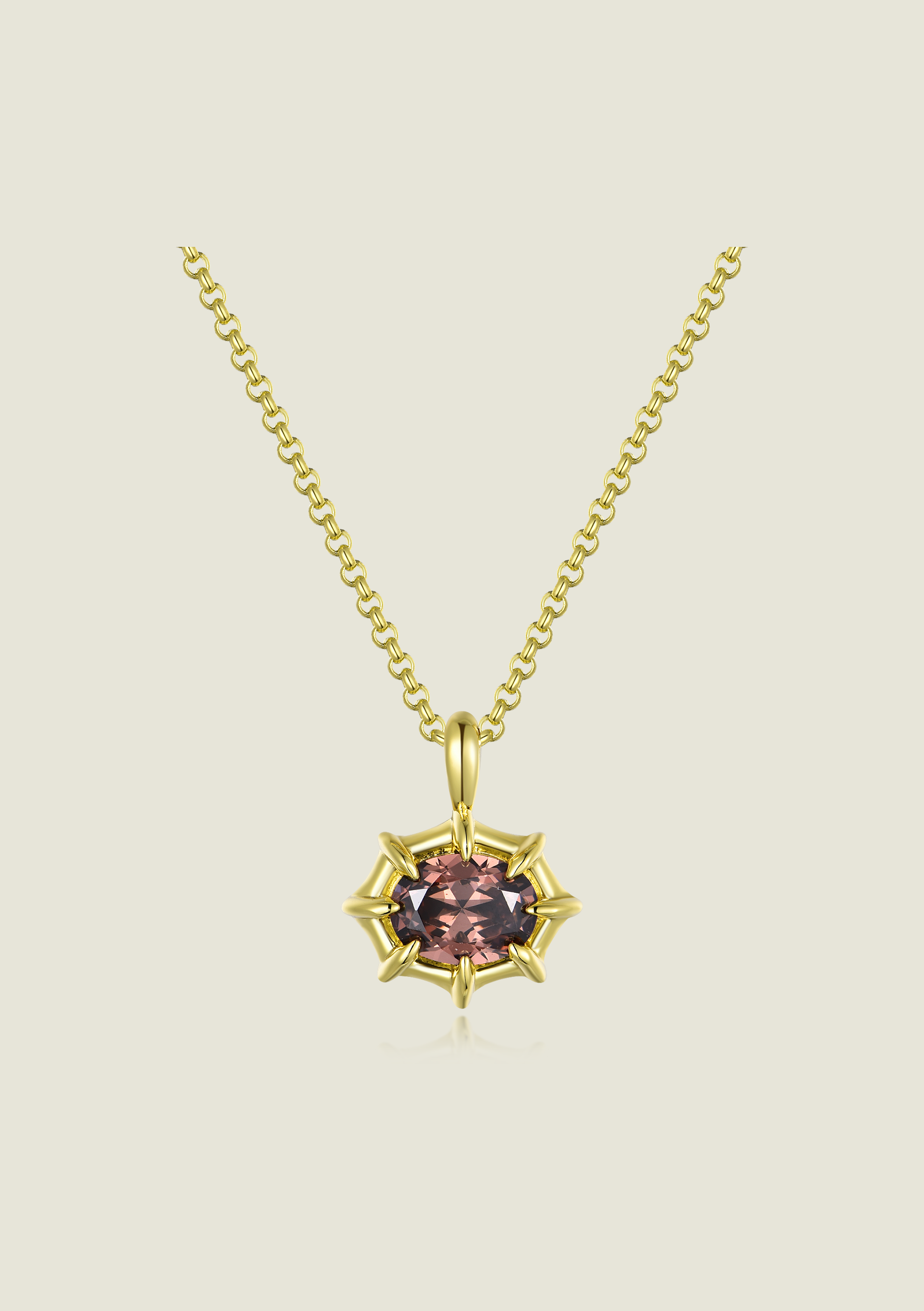 Claw Pendant - Gold / Brown Stone
