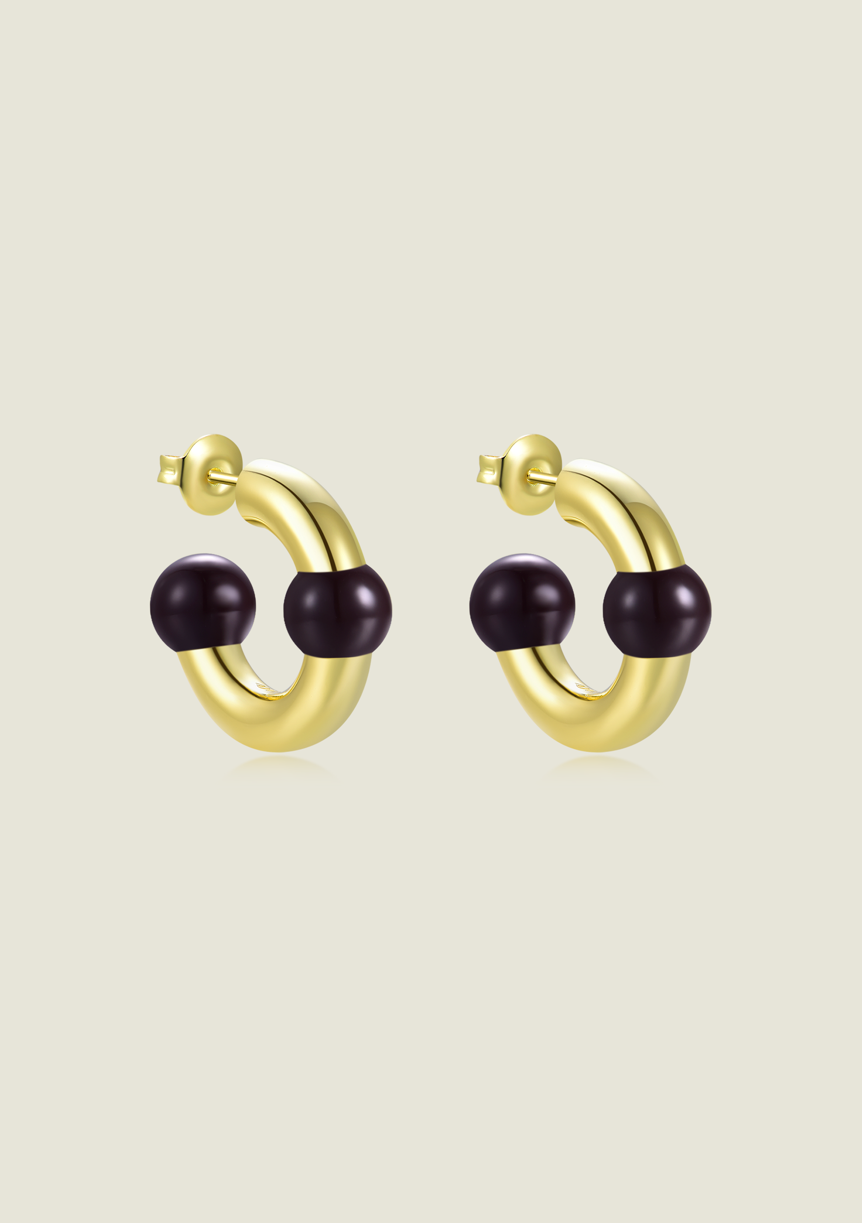 Bubble Hoop – Gold / Brown Enamel