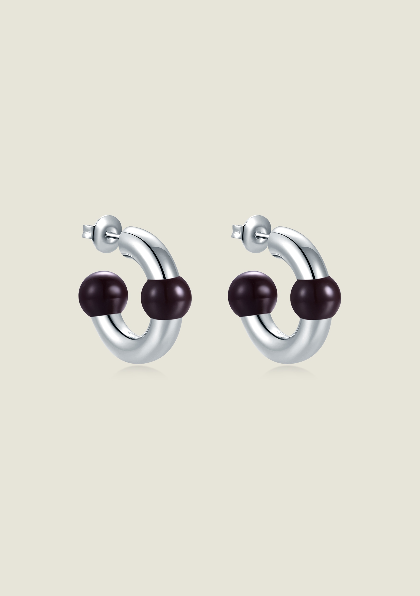 Bubble Hoop – Silver / Brown Enamel