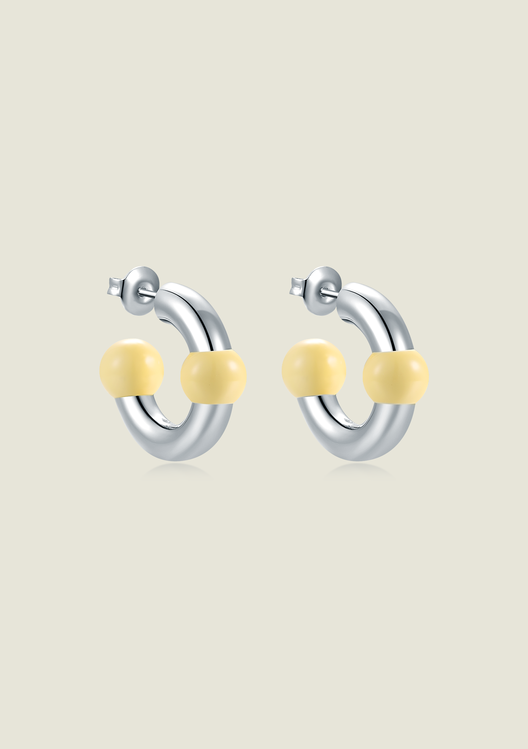 Bubble Hoop – Silver / Butter Yellow Enamel
