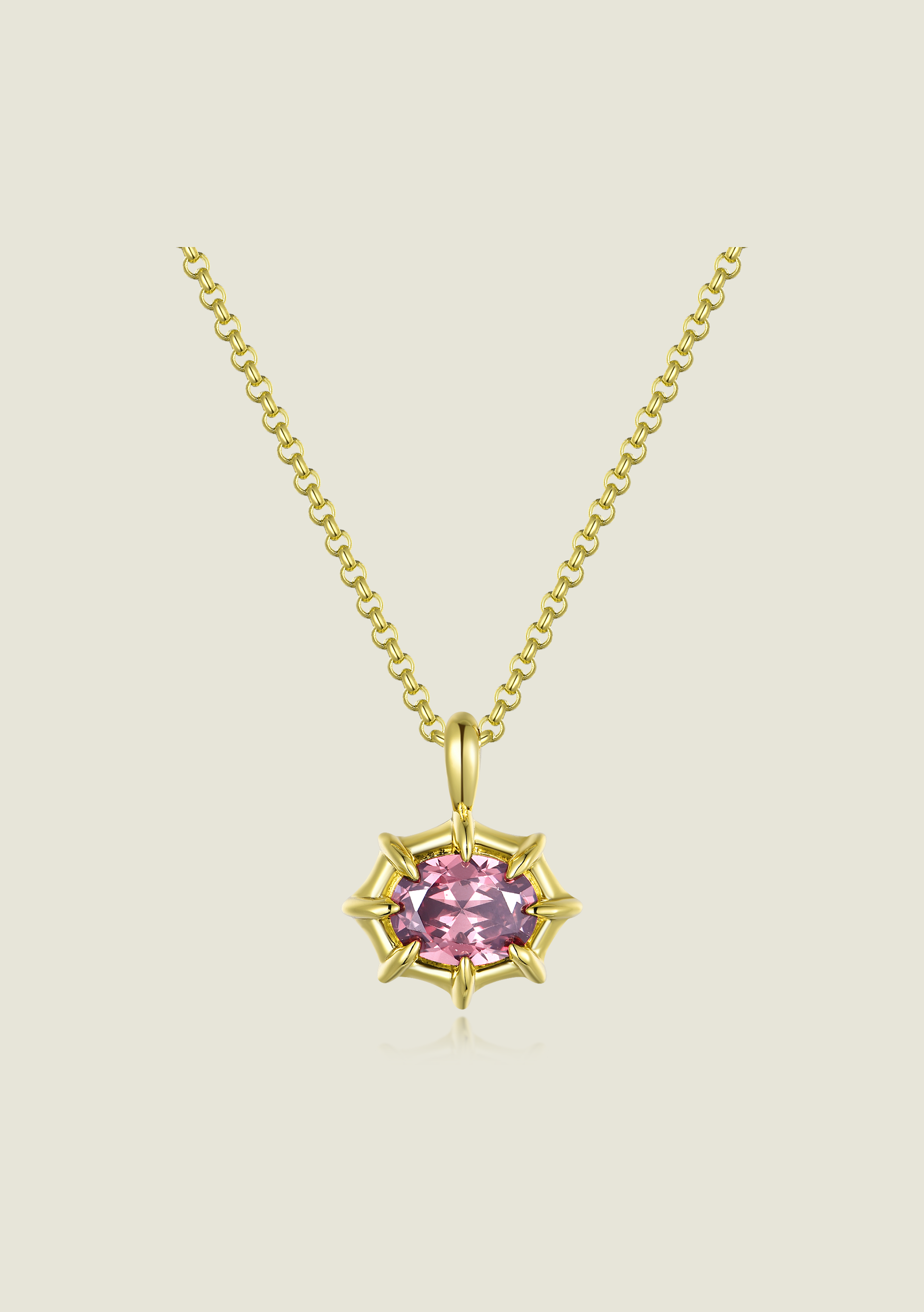 Claw Pendant - Gold / Pink Stone