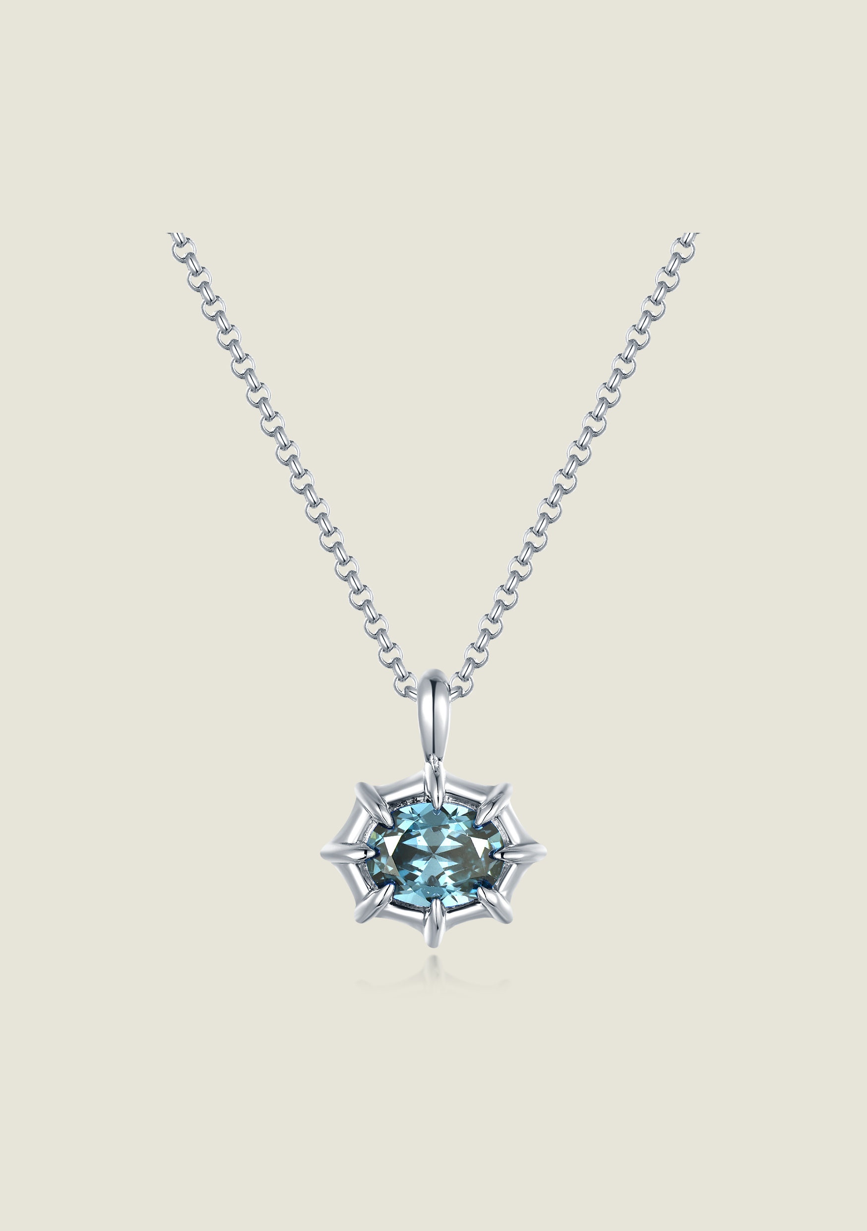 Claw Pendant - Silver / Blue Stone