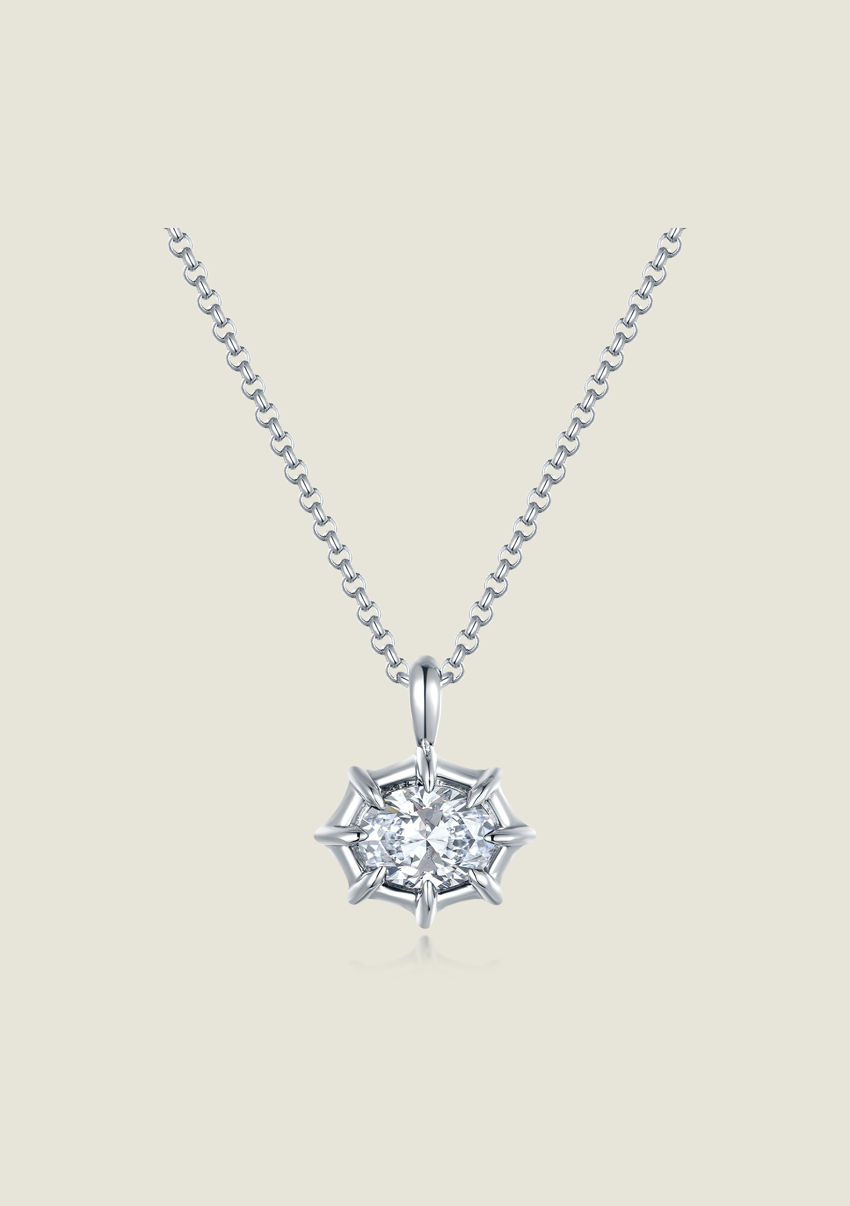 Claw Pendant - Silver / Clear Stone