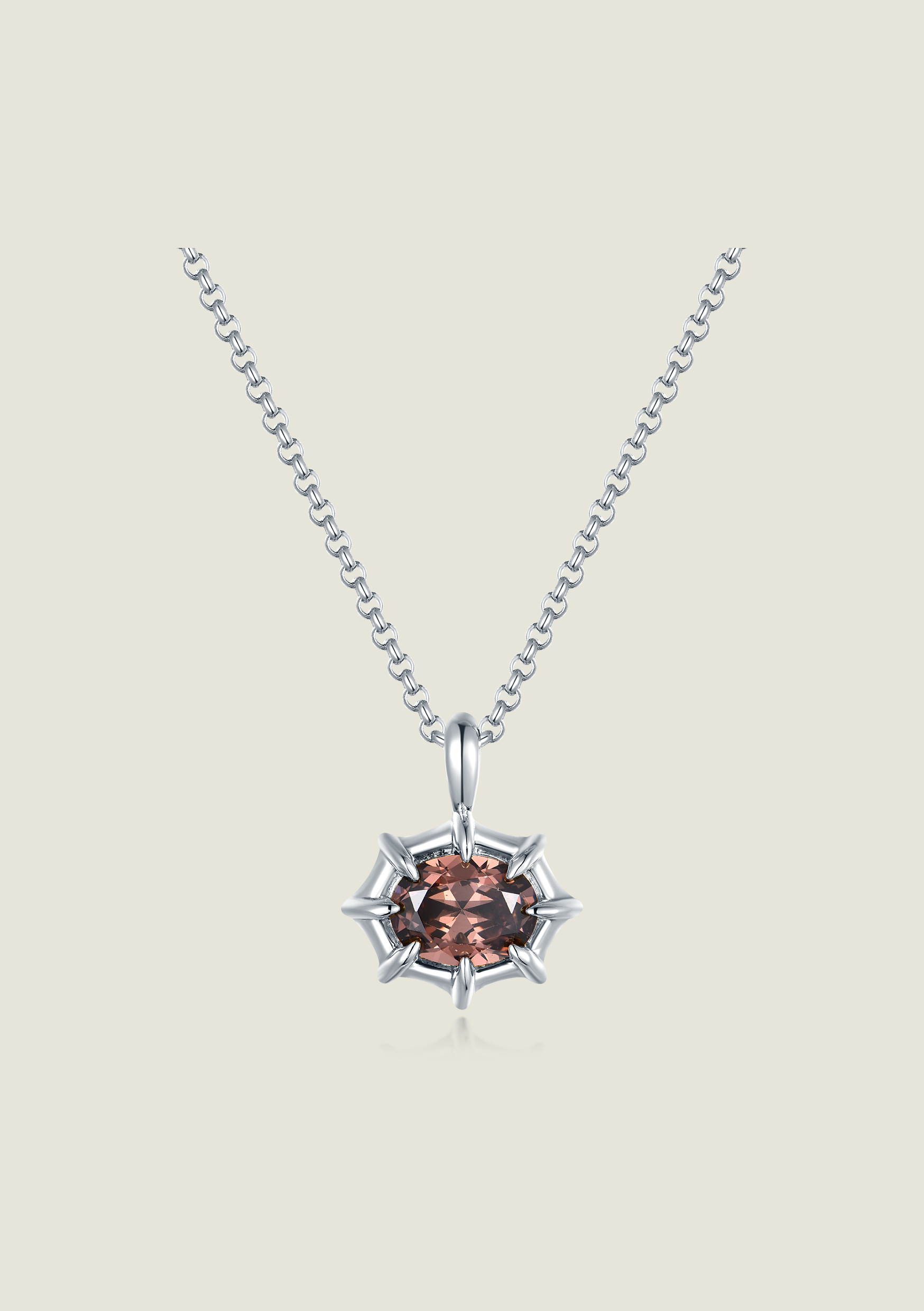 Claw Pendant - Silver / Brown Stone