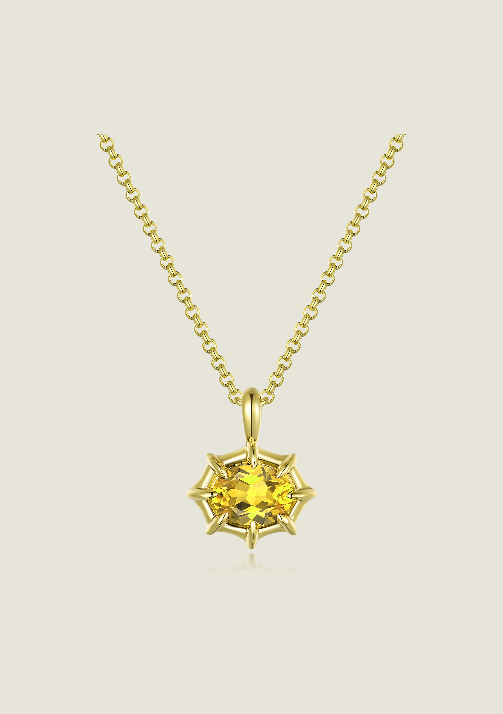 Claw Pendant - Gold / Yellow Stone