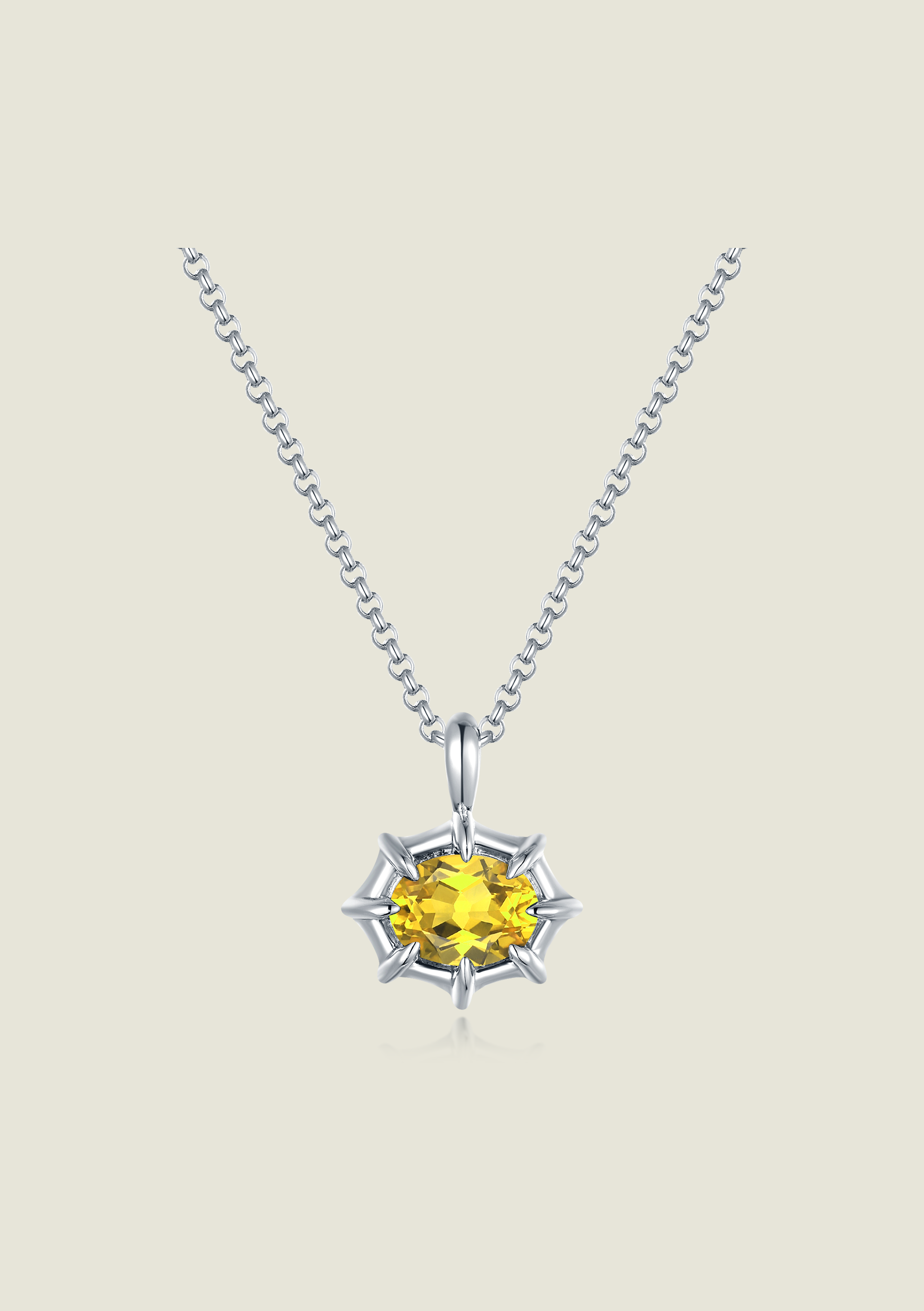 Claw Pendant - Silver / Yellow Stone