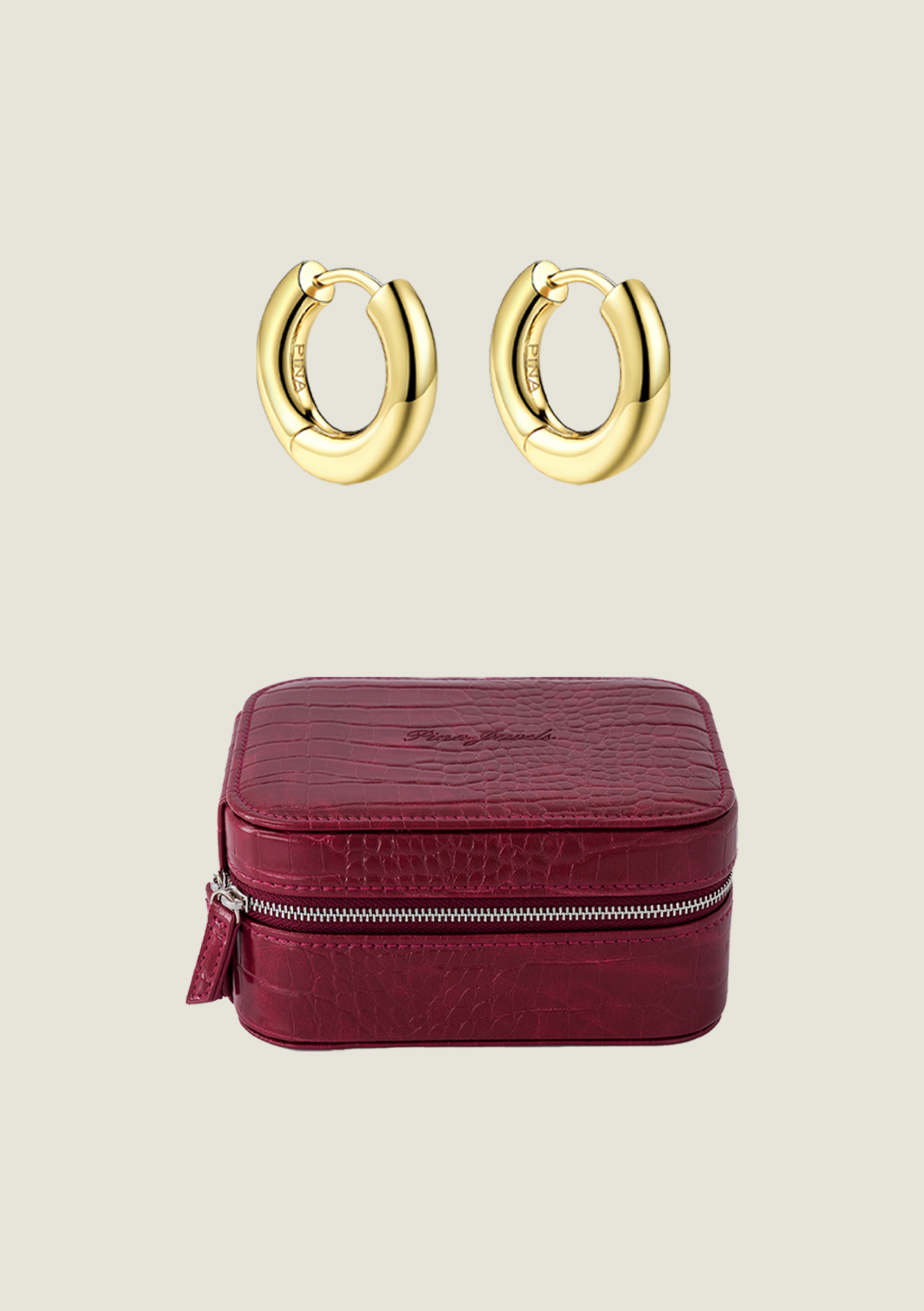 Gold Medium Hoops & Jewel Case