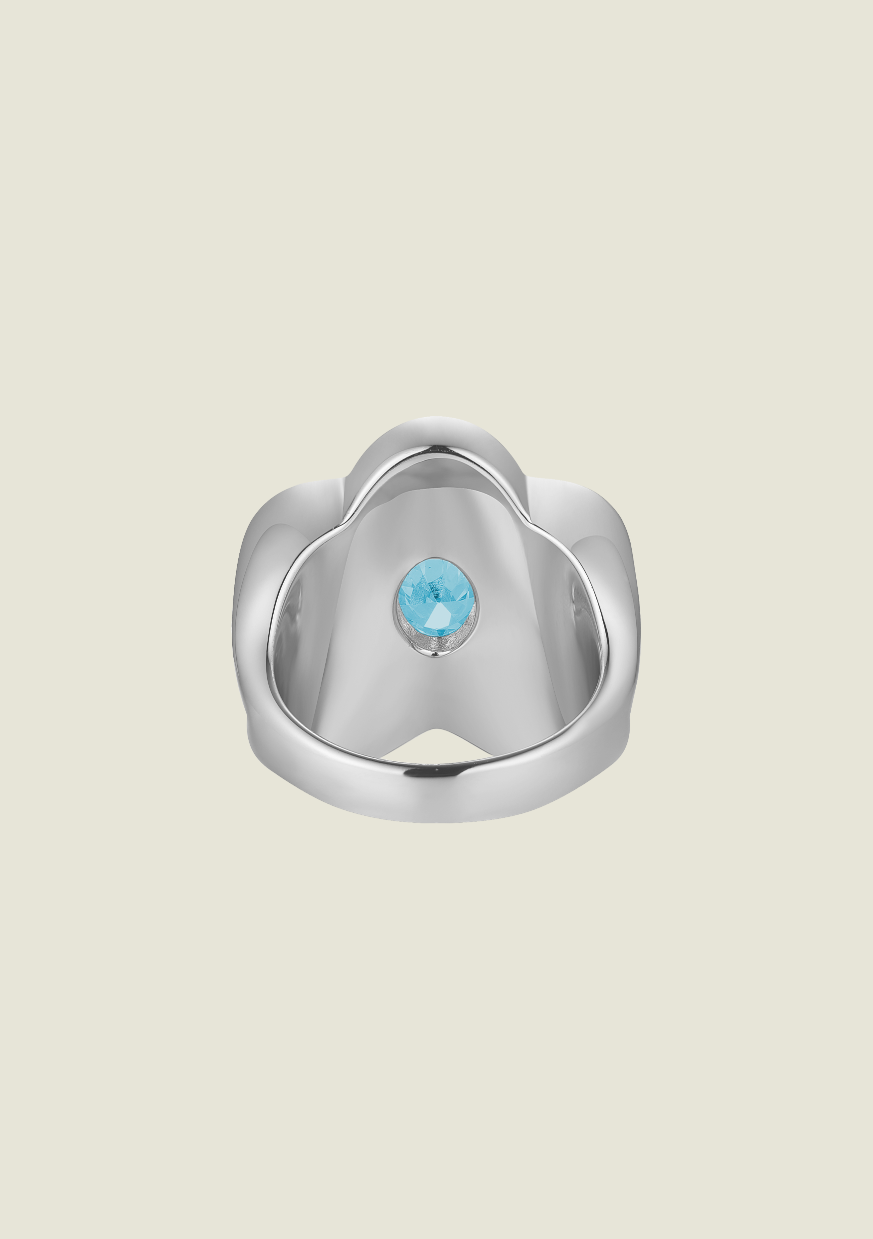 Silver Rockafella Ring & Light Blue Stone - Studio Sale
